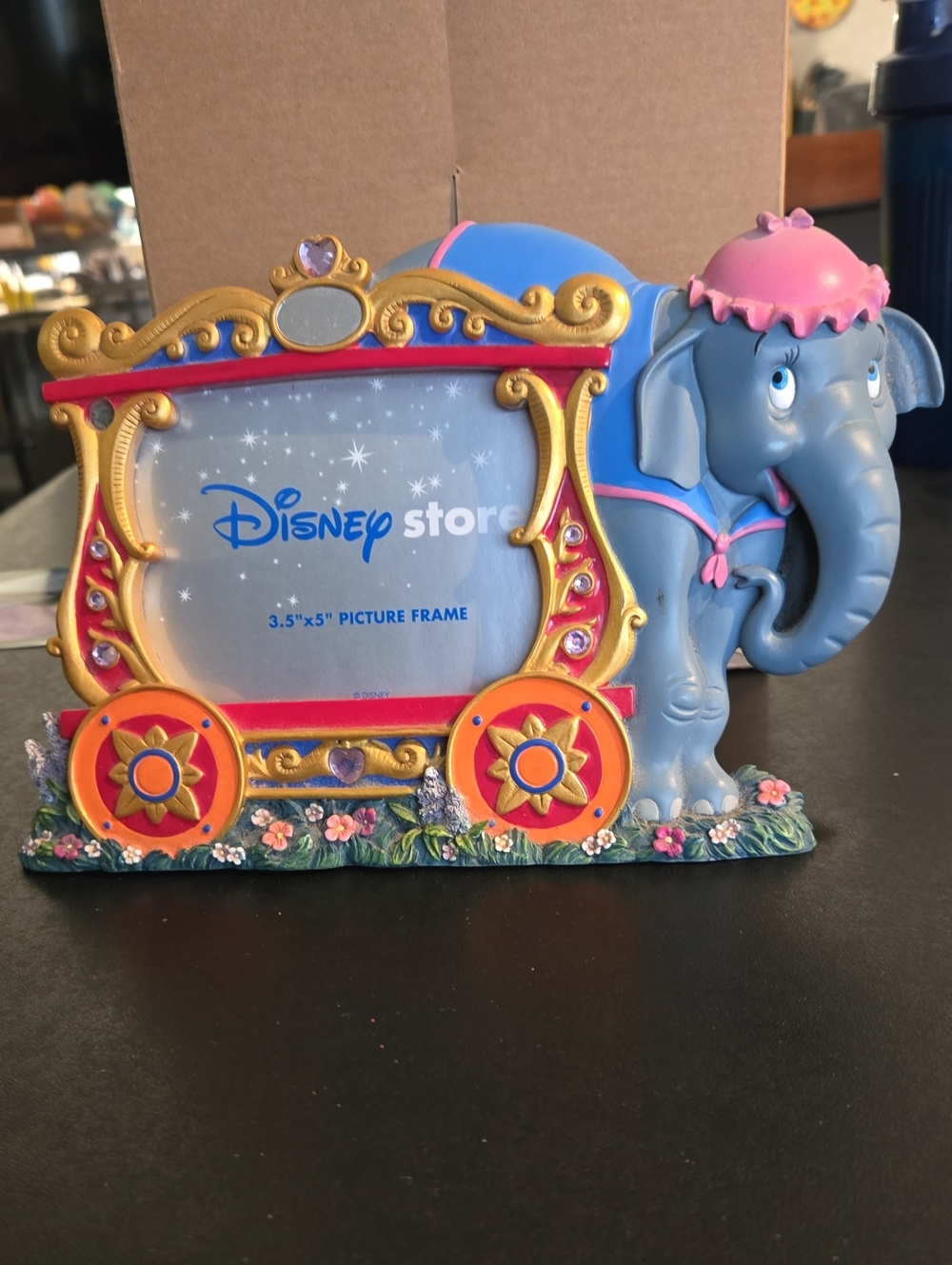 Disney Blue Elephant with Gold and Pink Carousel Picture Frame